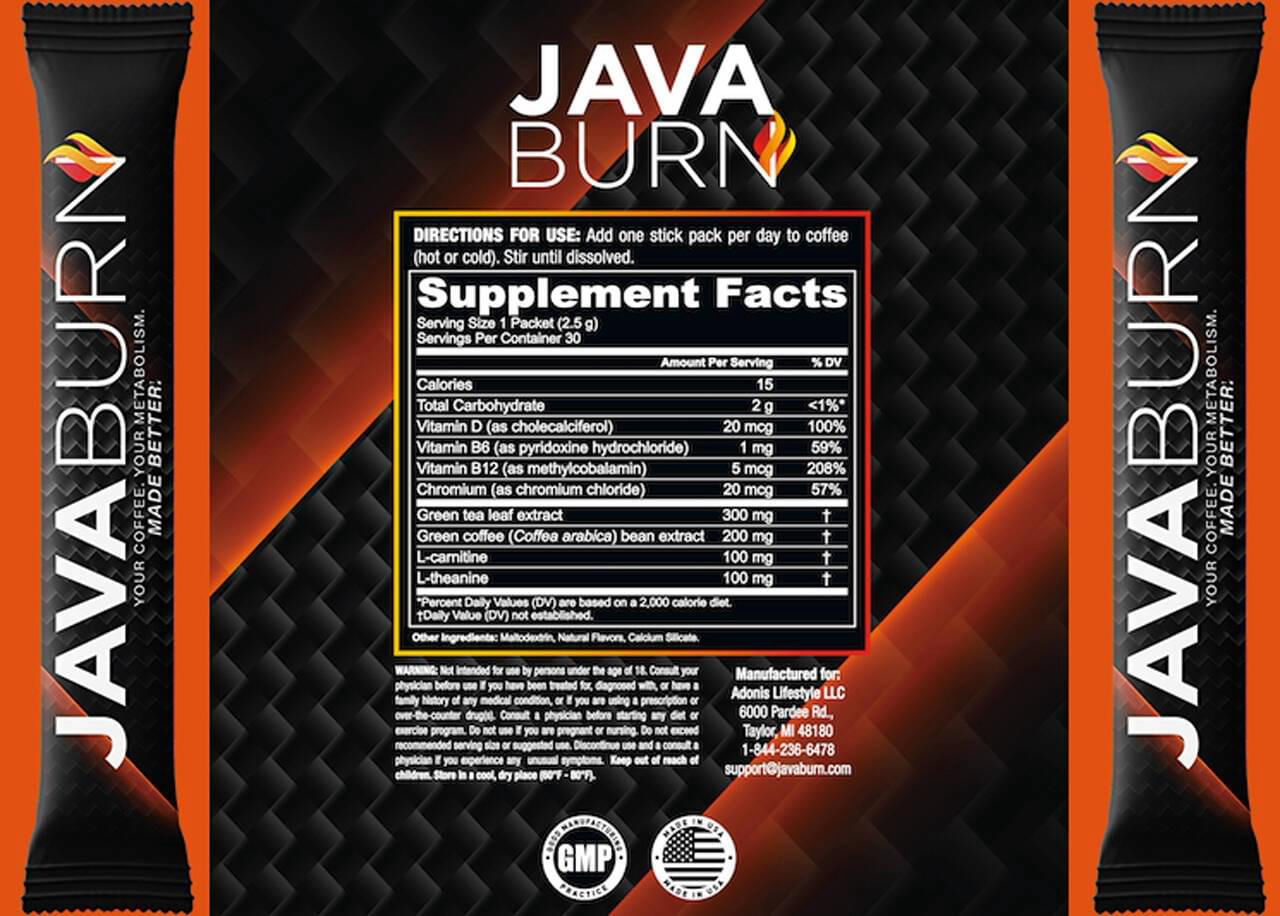 Java Burn Supplement Facts